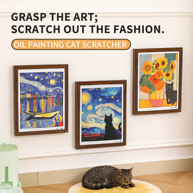 OIL PAINTING PHOTO FRAME CAT SCRATCH BOARD