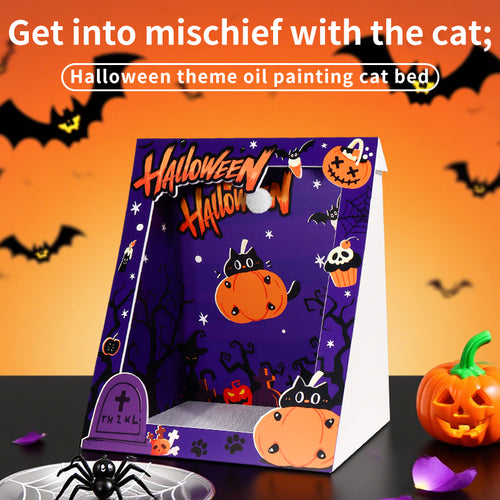 Christmas & Halloween Oil Painting: A Cat's Nest