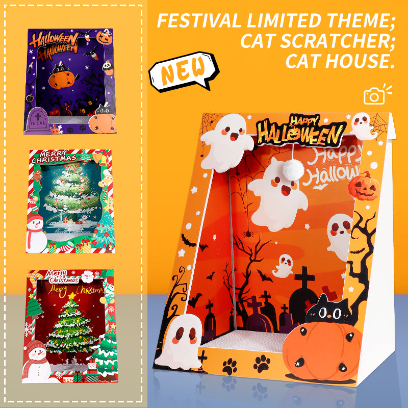 Christmas & Halloween Oil Painting: A Cat's Nest
