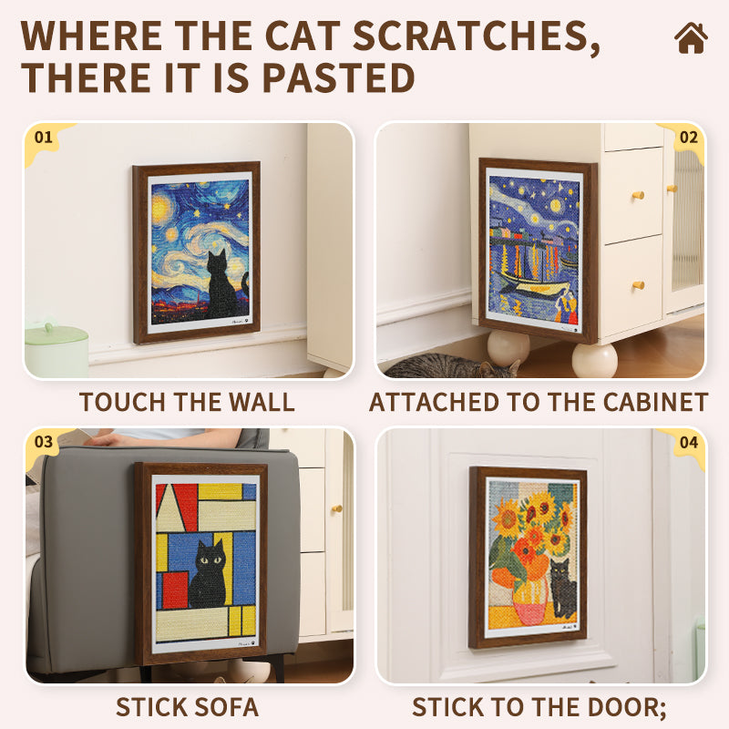 OIL PAINTING PHOTO FRAME CAT SCRATCH BOARD